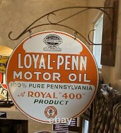 Vintage''loyal-penn'' Double Sided 30 Inch Porcelain Sign