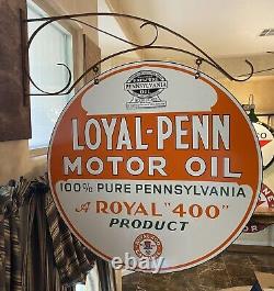 Vintage''loyal-penn'' Double Sided 30 Inch Porcelain Sign