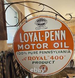 Vintage''loyal-penn'' Double Sided 30 Inch Porcelain Sign