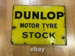Vintage metal Dunlop Tyre double sided sign 24X18X 2.5 flange tire original