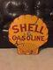 Vintage Original 1930 Shell 24 Double Sided Porcelain Sign Gas And Oil