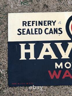 Vtg 1935 Havoline Motor Oil Rack Sign Tin Double Sided DST 21.25 Texaco Gas Oil