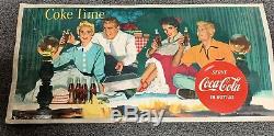 Vtg 1954 Coke Time Coca Cola Poster Sign for Kay Frame Double Sided Litho 27x56