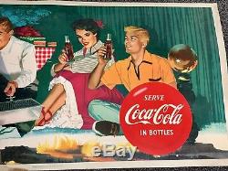 Vtg 1954 Coke Time Coca Cola Poster Sign for Kay Frame Double Sided Litho 27x56