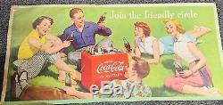 Vtg 1954 Coke Time Coca Cola Poster Sign for Kay Frame Double Sided Litho 27x56