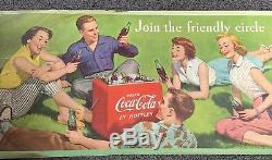 Vtg 1954 Coke Time Coca Cola Poster Sign for Kay Frame Double Sided Litho 27x56