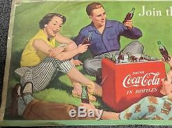 Vtg 1954 Coke Time Coca Cola Poster Sign for Kay Frame Double Sided Litho 27x56