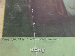 Vtg 1954 Coke Time Coca Cola Poster Sign for Kay Frame Double Sided Litho 27x56