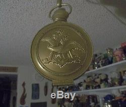 Vtg. 1959 Double Sided Hanging Budweiser Beer Lighted Pocket Watch Style Sign