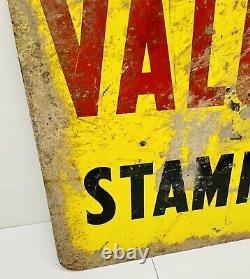 Vtg 1960 Top Value Stamps Advertising Sign Double Sided Metal 28 Gas Oil Store