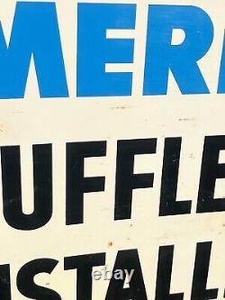 Vtg 1960s 70s Merit Muffler Installed Advertising Double Sided Sign 36 Metal