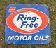 Vtg 1960s Macmillan Ring-free Motor Oil Advertising Sign 30 Double Sided Metal