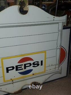 Vtg 1969 PEPSI COLA COLONIAL DOUBLE SIDED PAINTED METAL PRIVILEGE PANEL SIGN 42