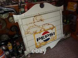 Vtg 1969 PEPSI COLA COLONIAL DOUBLE SIDED PAINTED METAL PRIVILEGE PANEL SIGN 42