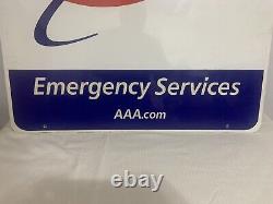 Vtg. AAA Emergency Services Hanging Sign Double Sided 24 x 26 Aluminum NICE