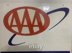 Vtg. AAA Emergency Services Hanging Sign Double Sided 24 x 26 Aluminum NICE