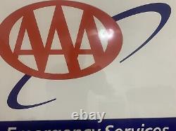 Vtg. AAA Emergency Services Hanging Sign Double Sided 24 x 26 Aluminum NICE