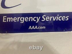 Vtg. AAA Emergency Services Hanging Sign Double Sided 24 x 26 Aluminum NICE