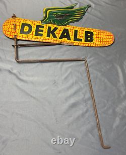 Vtg Dekalb Flying Ear Corn Double Sided Weathervane Metal Sign Farm Seed 18
