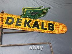 Vtg Dekalb Flying Ear Corn Double Sided Weathervane Metal Sign Farm Seed 18