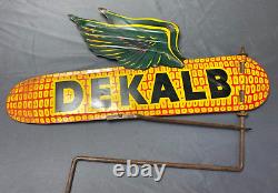 Vtg Dekalb Flying Ear Corn Double Sided Weathervane Metal Sign Farm Seed 18