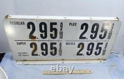 Vtg Double Sided Metal Gas Station Pump Price Sign Gasoline & Oil Advertising