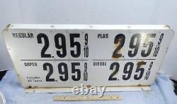 Vtg Double Sided Metal Gas Station Pump Price Sign Gasoline & Oil Advertising