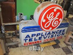 Vtg. General Electric GE Appliances Television Outdoor Double Sided Lighted Sign