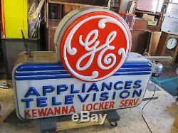 Vtg. General Electric GE Appliances Television Outdoor Double Sided Lighted Sign