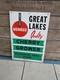 Vtg Great Lakes Cherry Grower Double Sided Metal Sign, Rosenberg Bros. Sodus Mi