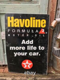 Vtg. Havoline Motor Oil Texaco Metal Sign 24in x 36in Double Sided Gas Station