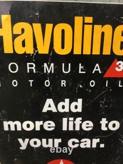 Vtg. Havoline Motor Oil Texaco Metal Sign 24in x 36in Double Sided Gas Station