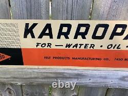 Vtg Karropak Fel-Pro Gasket Sign Metal Double Sided Gas Oil Engine Motor 60s 41