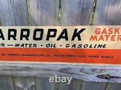 Vtg Karropak Fel-Pro Gasket Sign Metal Double Sided Gas Oil Engine Motor 60s 41