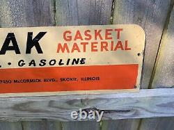 Vtg Karropak Fel-Pro Gasket Sign Metal Double Sided Gas Oil Engine Motor 60s 41