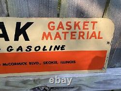 Vtg Karropak Fel-Pro Gasket Sign Metal Double Sided Gas Oil Engine Motor 60s 41