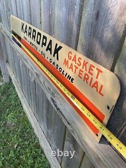 Vtg Karropak Fel-Pro Gasket Sign Metal Double Sided Gas Oil Engine Motor 60s 41