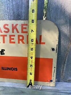 Vtg Karropak Fel-Pro Gasket Sign Metal Double Sided Gas Oil Engine Motor 60s 41