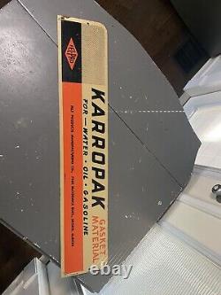 Vtg Karropak Fel-Pro Gasket Sign Metal Double Sided Gas Oil Engine Motor 60s 41