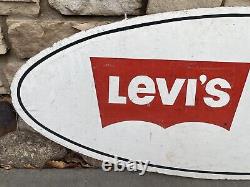 Vtg LEVIS Advertising Store SIGN Wood RED TAB Logo Double Sided Hand Painted 70