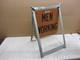 Vtg Men Working Road Construction Double Sided Warning Sign W Stand Flag Holders