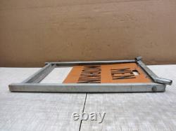 Vtg Men Working Road Construction Double Sided Warning Sign W Stand Flag Holders