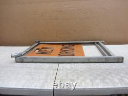 Vtg Men Working Road Construction Double Sided Warning Sign W Stand Flag Holders
