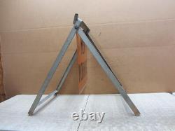 Vtg Men Working Road Construction Double Sided Warning Sign W Stand Flag Holders