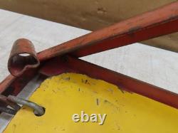 Vtg Men Working Road Construction Double Sided Warning Sign W Stand Flag Holders