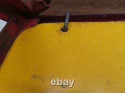Vtg Men Working Road Construction Double Sided Warning Sign W Stand Flag Holders