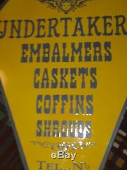 Vtg Mortuary Undertakers Double sided porcelain Adv. Sign