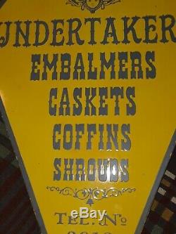Vtg Mortuary Undertakers Double sided porcelain Adv. Sign