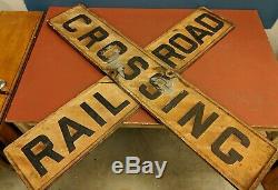 Vtg Original 48 Cast Iron Double Sided Railroad Crossing Crossbuck Sign 2 Piece