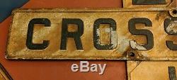 Vtg Original 48 Cast Iron Double Sided Railroad Crossing Crossbuck Sign 2 Piece